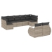 Set muebles jardín 9 pzas y cojines ratán sintético gris claro