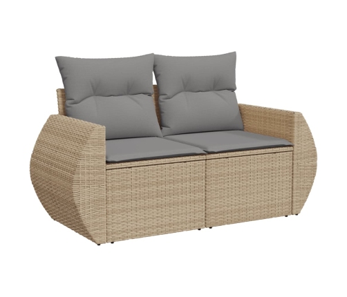 Set de sofás de jardín 11pzas con cojines ratán sintético beige