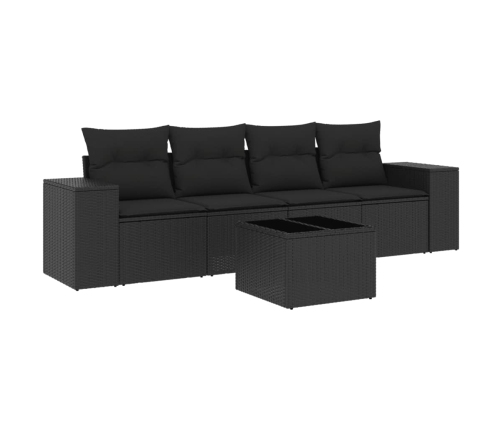 Set de muebles de jardín 5 pzas y cojines ratán sintético negro