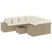 Set de sofás de jardín 9 pzas con cojines ratán sintético beige