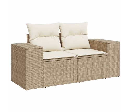 Set de sofás de jardín 9 pzas con cojines ratán sintético beige