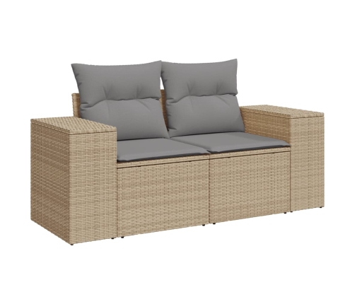 Set de sofás de jardín 9 pzas con cojines ratán sintético beige