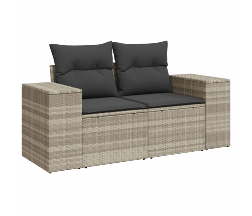 Set muebles jardín 9 pzas y cojines ratán sintético gris claro