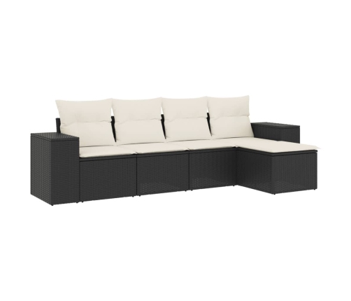 Set de muebles de jardín 5 pzas y cojines ratán sintético negro