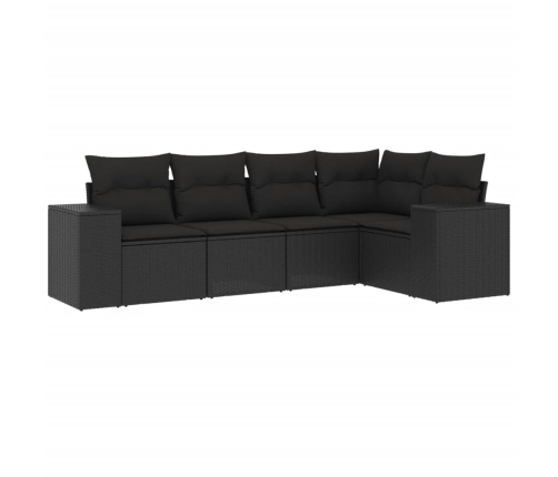 Set de muebles de jardín 5 pzas y cojines ratán sintético negro