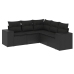Set de muebles de jardín 5 pzas y cojines ratán sintético negro