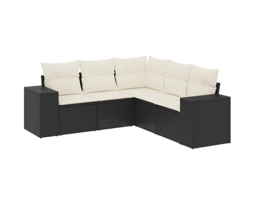 Set de muebles de jardín 5 pzas y cojines ratán sintético negro