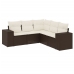 Set comedor de jardín 5 piezas y cojines ratán sintético marrón