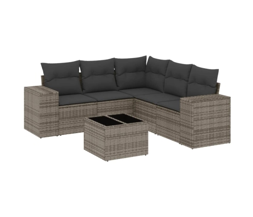 Set de muebles de jardín 6 pzas y cojines ratán sintético gris