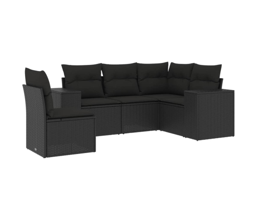 Set de muebles de jardín 5 pzas y cojines ratán sintético negro