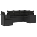 Set de muebles de jardín 5 pzas y cojines ratán sintético negro
