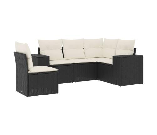 Set de muebles de jardín 5 pzas y cojines ratán sintético negro