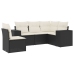 Set de muebles de jardín 5 pzas y cojines ratán sintético negro
