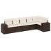 Set sofás de jardín 6 piezas y cojines ratán sintético marrón
