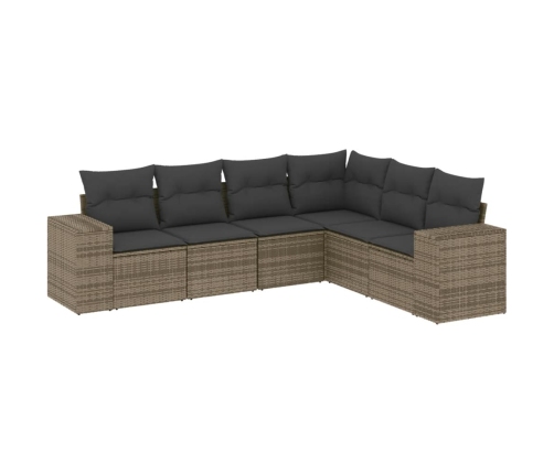 Set de muebles de jardín 6 pzas y cojines ratán sintético gris