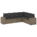 Set de muebles de jardín 6 pzas y cojines ratán sintético gris