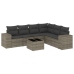 Set de sofás de jardín 7 piezas con cojines ratán PE gris