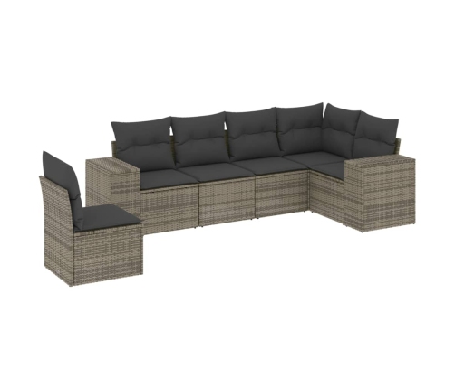 Set de muebles de jardín 6 pzas y cojines ratán sintético gris