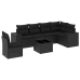 Set de comedor de jardín 7 pzas y cojines ratán sintético negro