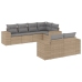 Set sofás de jardín 7 piezas y cojines ratán sintético beige
