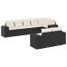 Set de sofás de jardín 8 piezas y cojines ratán sintético negro