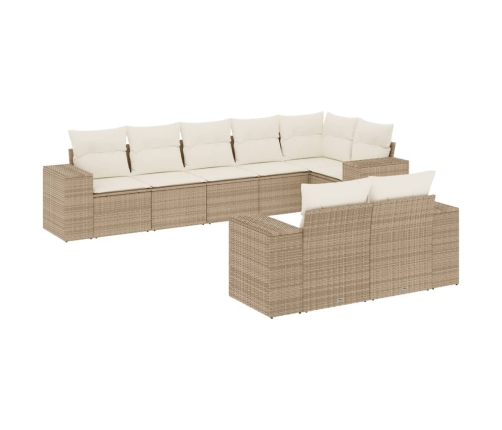 Juego de sofás de jardín con cojines beige 8 pzas ratán PE