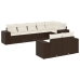 Set sofás de jardín 8 piezas y cojines ratán sintético marrón