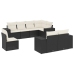 Set de sofás de jardín 8 piezas y cojines ratán sintético negro