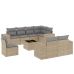 Set de sofás de jardín 9 pzas con cojines ratán sintético beige
