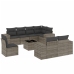 Set de muebles de jardín 9 pzas y cojines ratán sintético gris