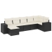 Set de comedor de jardín 7 pzas y cojines ratán sintético negro