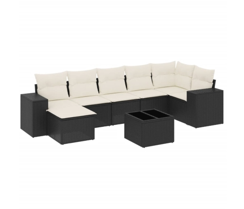 Set de sofás de jardín 8 piezas y cojines ratán sintético negro