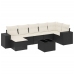 Set de sofás de jardín 8 piezas y cojines ratán sintético negro