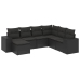 Set de comedor de jardín 7 pzas y cojines ratán sintético negro