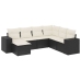 Set de comedor de jardín 7 pzas y cojines ratán sintético negro