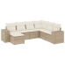 Set sofás de jardín 7 piezas y cojines ratán sintético beige