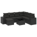 Set de sofás de jardín 8 piezas y cojines ratán sintético negro
