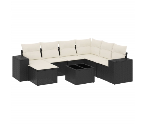 Set de sofás de jardín 8 piezas y cojines ratán sintético negro