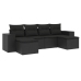 Set de sofás de jardín 6 piezas y cojines ratán sintético negro