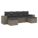 Set de muebles de jardín 6 pzas y cojines ratán sintético gris