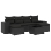 Set de comedor de jardín 7 pzas y cojines ratán sintético negro