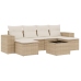 Set sofás de jardín 7 piezas y cojines ratán sintético beige
