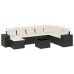 Set de sofás de jardín 8 piezas y cojines ratán sintético negro