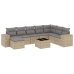 Set de sofás de jardín 9 pzas con cojines ratán sintético beige