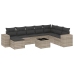 Set muebles jardín 9 pzas y cojines ratán sintético gris claro