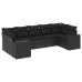 Set de comedor de jardín 7 pzas y cojines ratán sintético negro