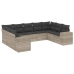 Set muebles jardín 9 pzas y cojines ratán sintético gris claro
