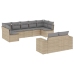 Set de sofás de jardín 9 pzas con cojines ratán sintético beige