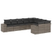 Set de muebles de jardín 9 pzas y cojines ratán sintético gris