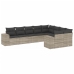 Set muebles jardín 9 pzas y cojines ratán sintético gris claro